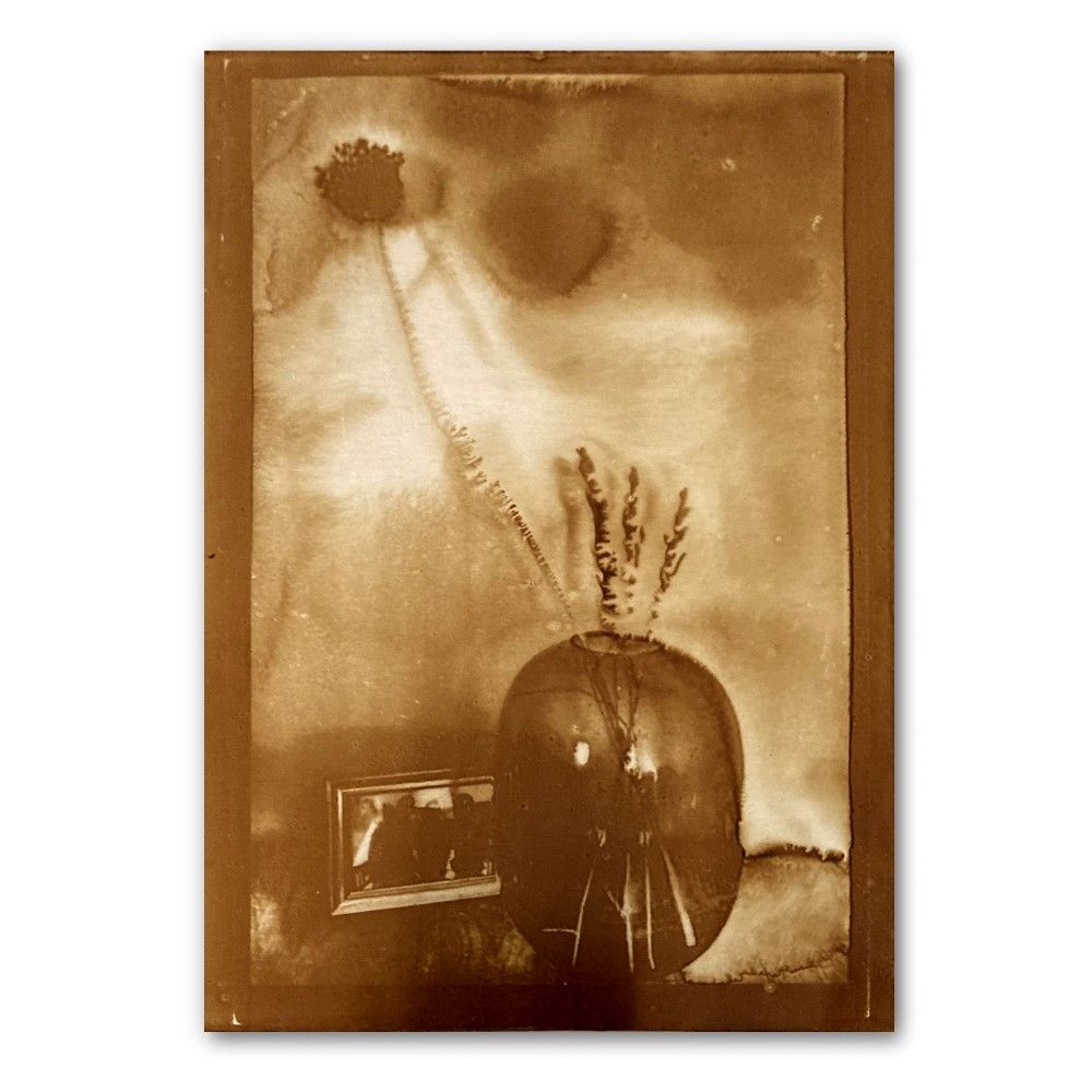 Heliographie, Still Life with a Photograph, 2023, hergestellt nach dem Verfahren von Joseph Nicéphore Niépce aus dem Jahr 1822.