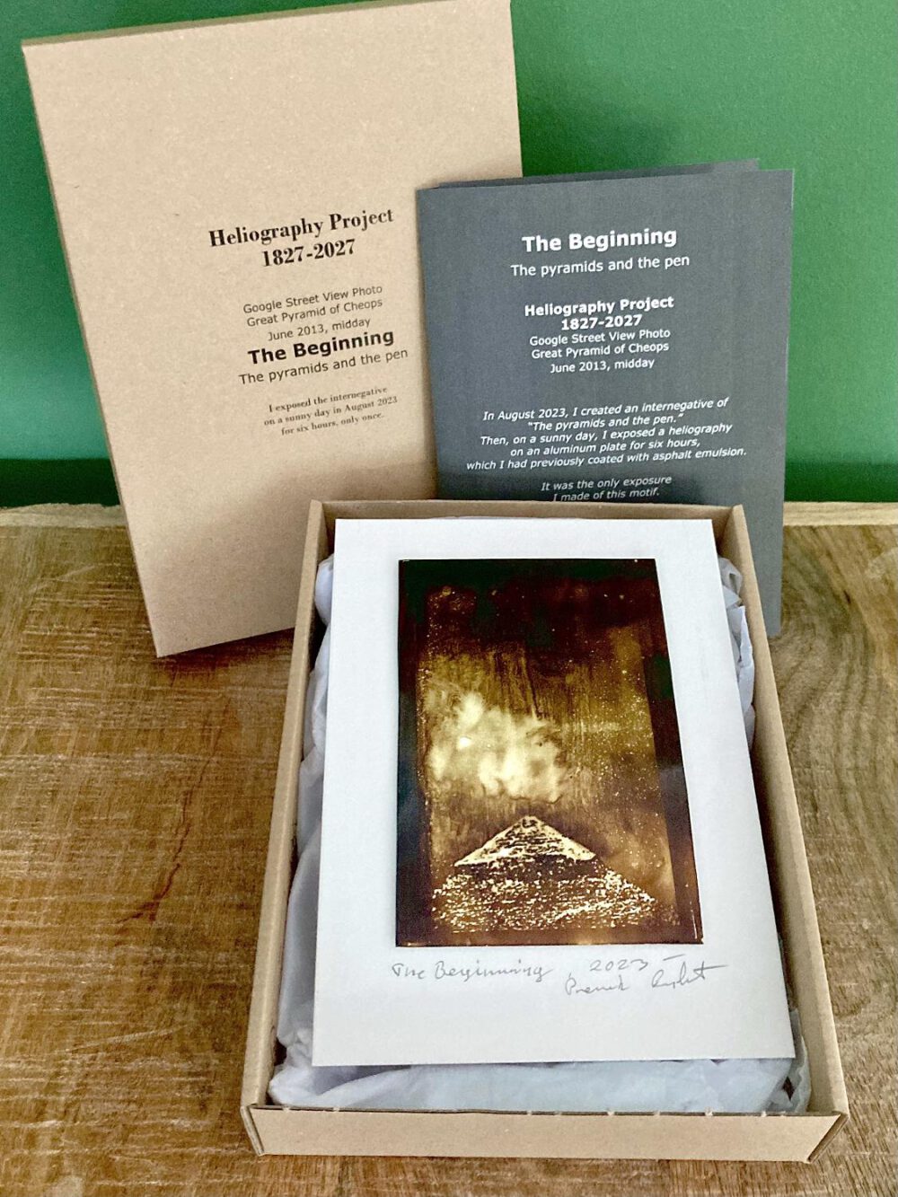 The Beginning, the Pyramids and the pen. Heliography Project 1827-2027