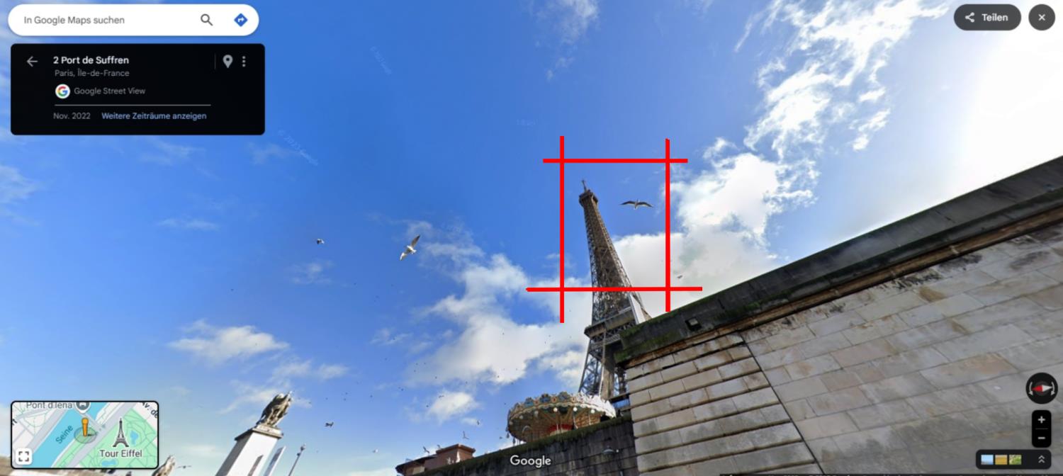 Przemek Zajfert, "Seagull" – heliograph from Google Street View Frame, Paris, Port de Suffren, November 2022. Heliography Project 1827–2027 Przemek Zajfert, "Seagull" – heliograph from Google Street View Frame, Paris, Port de Suffren, November 2022. Heliography Project 1827–2027